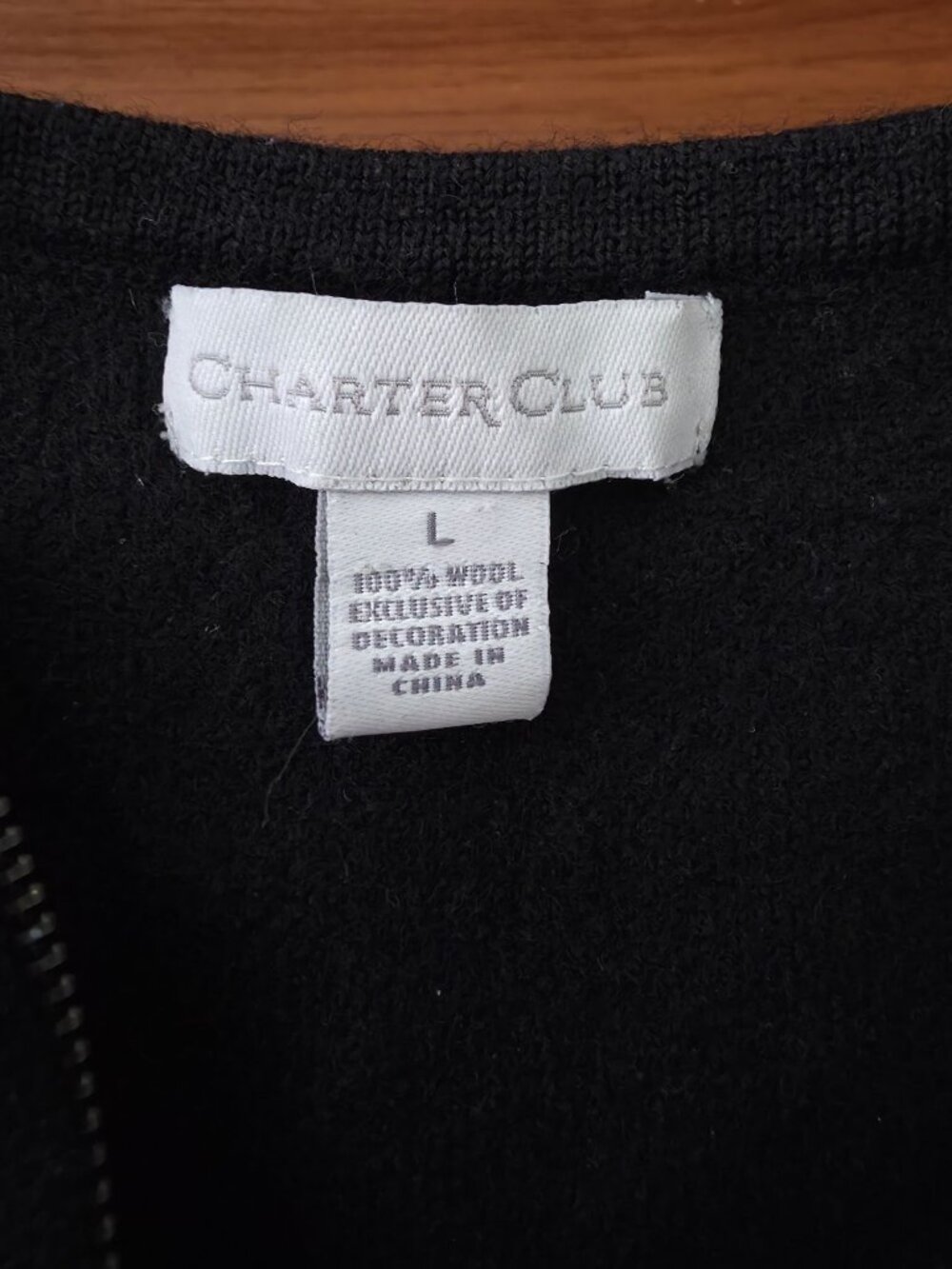 Vintage Charter Club Christmas Tree Scene Wool Zip-Up Black Ugly Xmas Vest M - Picture 5 of 6